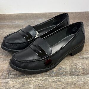 Anne Klein Lizbeth Black Leather Penny Loafers (Size 8M)